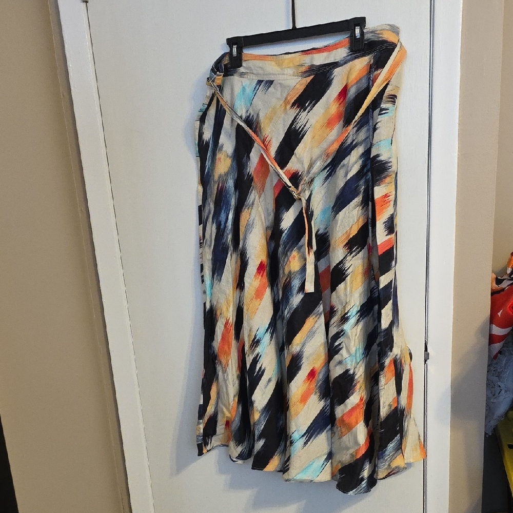 Dkny Black and White Midi Wrap Skirt